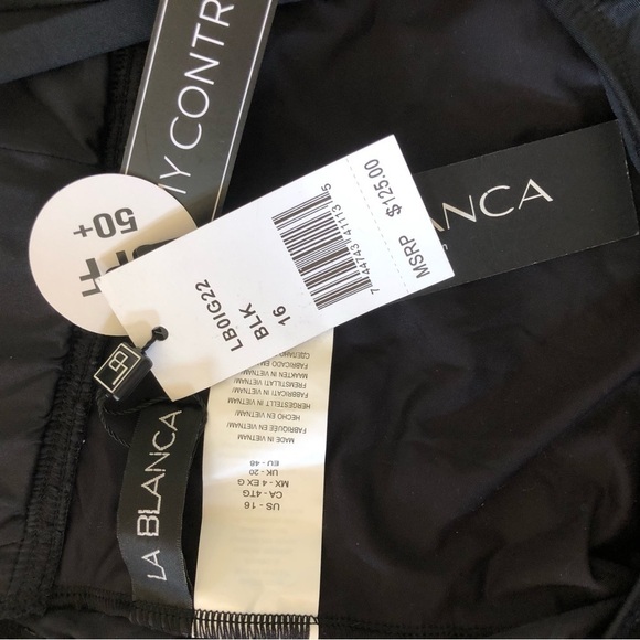 La Blanca Black Island Goddess Multi-Strap Cross-Back One Piece Swimsuit Size 16 - Picture 8 of 12